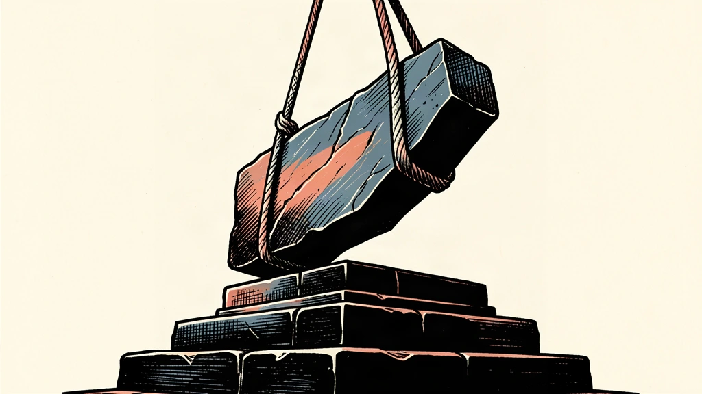 A massive stone slab is hoisted by ropes to rest on a significantly higher tier of a stone pedestal, representing the interest rate hike to a multi-decade high.