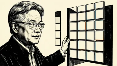 Nvidia CEO Jensen Huang discusses AI security: a portrait of Huang beside a solid barrier that restricts access to a grid of data tiles. Identity photo references adapted into illustration: Photographer: Peter Dasilva (CC BY 4.0; https://creativecommons.org/licenses/by/4.0); source https://commons.wikimedia.org/wiki/File:Jensen_Huang_(cropped)_(2024).jpg