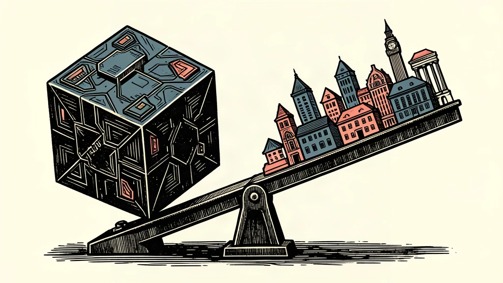 A conceptual illustration showing a massive AI block tilting a scale, causing other assets to slide toward it.