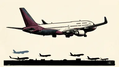 Ryanair and IAG positioned for growth as competitors reduce capacity: a large commercial jet flies high above several smaller descending aircraft silhouettes.