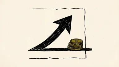 Securitize price target raised, shown as an upward arrow over a coin stack.