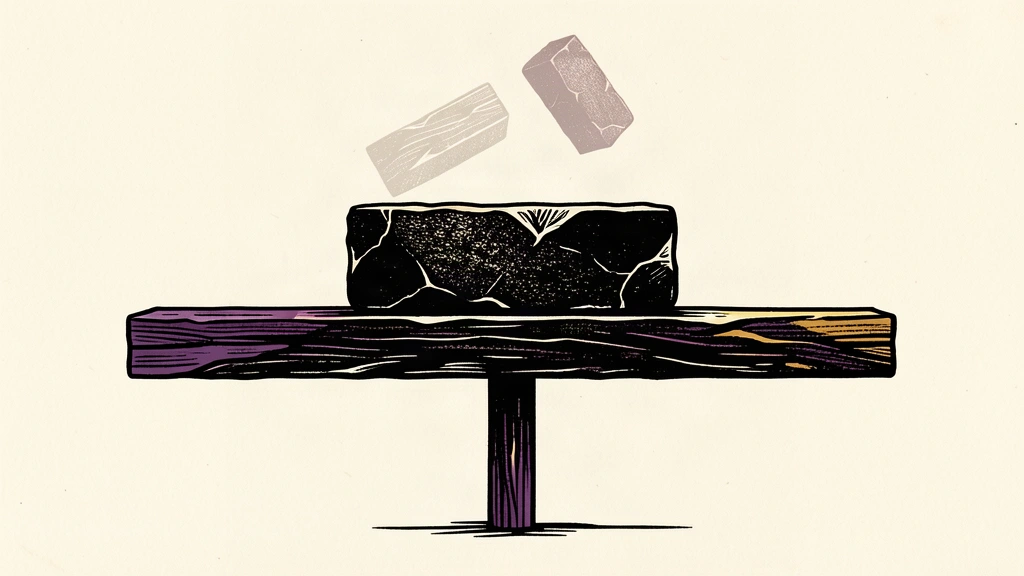 A balanced stone block on a horizontal beam, showing a return to a flat state after a brief rise.