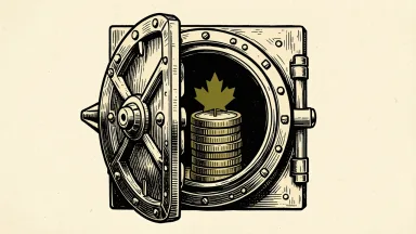 Toronto-Dominion Bank's approved buyback is shown as an open vault door with a stack of coins and a maple leaf.