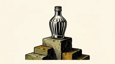 Coca-Cola stock outlook: a fluted glass bottle standing on the highest of several rising stone blocks.