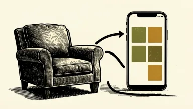 Wayfair and Klarna expand payment partnership: a large armchair connected to a smartphone displaying a four-part installment grid.