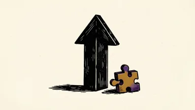 Humana upgrade shown as a large upward arrow beside a tilted puzzle-piece block.