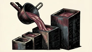 Cleveland-Cliffs steel production: molten metal pours from a large ladle into three ascending molds, representing the company's multi-year growth outlook.
