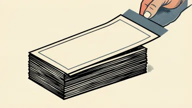 Japan's US Treasury holdings decrease: a stack of plain bond certificates with the top sheet being removed to show a reduction in volume.
