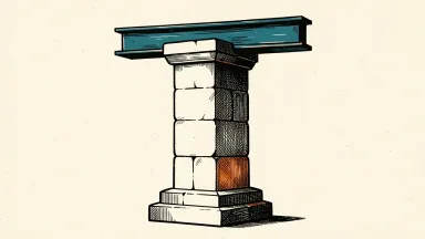 Truist Financial credit rating affirmation: a heavy steel beam rests in perfect balance atop a solid, unyielding stone pillar.
