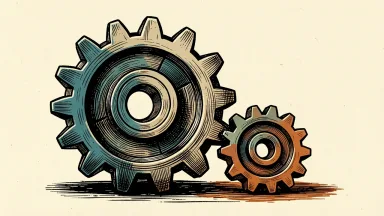 General Dynamics CEO succession shown as a large gear passing motion to a smaller gear.