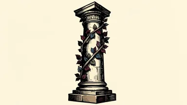 Apollo Global Management reports preliminary Q3 alternative net investment income: a stone pillar with a leafy vine winding upward around it.