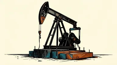Chevron Bakken deal: an industrial oil pump jack being reinforced by a new foundation block to represent improved cost structure and returns.
