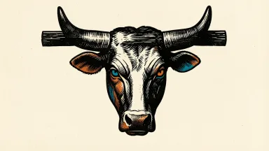 Webull price target cut by Rosenblatt: a heavy dark bar rests across the horns of a stylized bull head, pressing it downward.