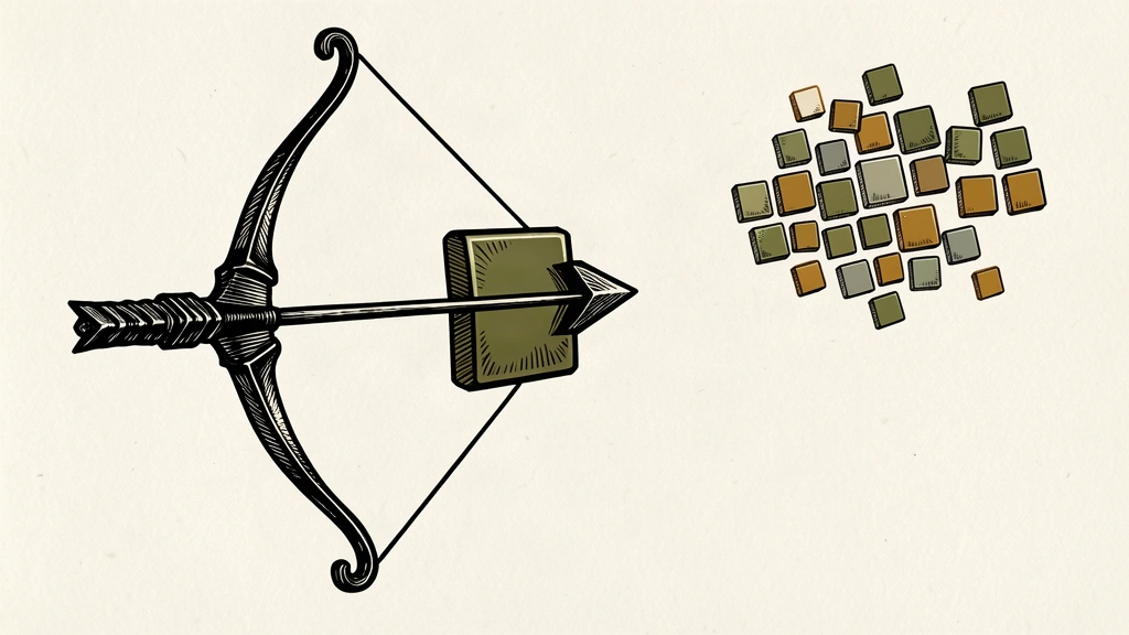 An editorial illustration showing a large bow launching a digital tile toward a field of possible future outcomes, representing a prediction market partnership.