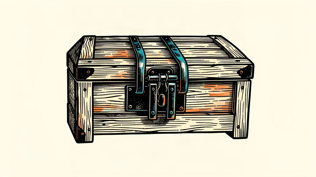 A conceptual illustration of a three-pronged lock securing a wooden chest, representing the UK pensions triple lock commitment.