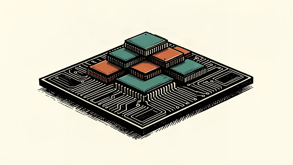 A stack of semiconductor chips rising slightly above a flat surface to represent modest market gains.