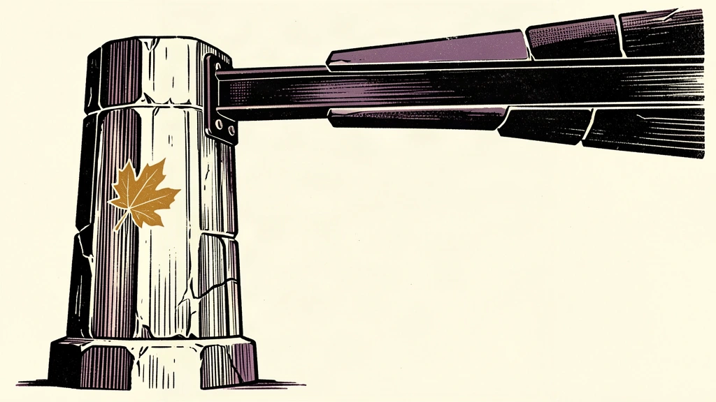 A conceptual illustration of a reinforced stone pillar with a maple leaf motif supporting a heavy horizontal beam, symbolizing a stronger Canada as a resilient partner.