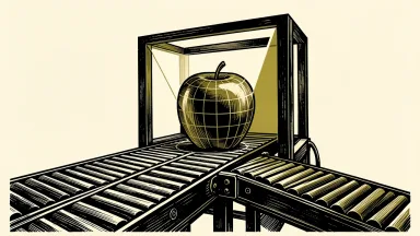 Neogen and Hinalea Imaging collaborate on food safety: a scanning frame projects a digital grid onto an apple on a conveyor belt to inspect its quality.