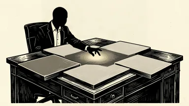 A conceptual illustration of a unified digital operating system for work, showing four distinct functional tiles merging into one large central platform on a desk.
