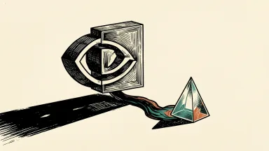 Nvidia considering funding or acquisition of Reflection AI: a large Nvidia logo connected by a thick cable to a smaller geometric prism on ivory paper.