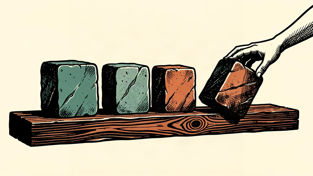 An editorial illustration showing a hand removing one of four heavy blocks from a row, representing the reduction in expected interest rate hikes.
