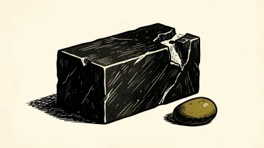 Alibaba Group Holding price target cut shown as a stone block with a chipped corner and a removed fragment.