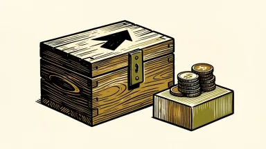 Shopify price target raised: a shipping box with an upward arrow beside a coin stack.