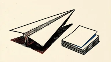 Northrop Grumman's price target cut is shown as a paper airplane beside a stack of paper sheets.