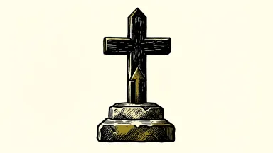 Humana stock upgraded by Cantor Fitzgerald: a medical cross symbol elevated on a stone pedestal with an upward-pointing arrow.
