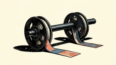 Brightline Interactive trading halt: a heavy metal bar pins down ticker tape reels to represent the suspension of activity.