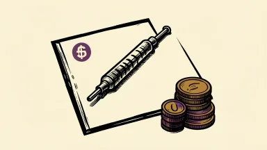 AngioDynamics price target maintained by Canaccord Genuity, depicted as a medical catheter beside a stack of coins on paper.