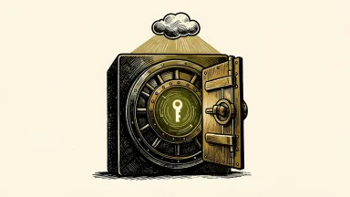 Jack Henry's tokenized deposit service is shown as a glowing key inside a vault door, with a cloud above.