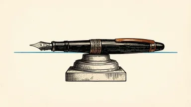 T. Rowe Price coverage resumed with a neutral rating: a large fountain pen balanced horizontally on a stone pedestal.