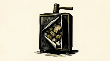 Bloom Energy facing a securities fraud deadline: a fuel cell cabinet is peeled open to reveal hidden minerals under the weight of a legal gavel.