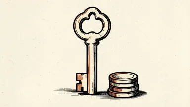 GoDaddy downgrade depicted as a key and coins on a surface.