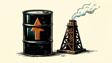 US crude futures rise above $100 per barrel amid Middle East supply concerns and a Russian refinery outage, depicted by an oil barrel with an upward arrow and a damaged refinery tower.