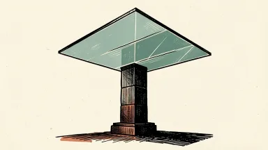 Apollo Global Management completes its acquisition of Nippon Sheet Glass: a thick architectural glass pane is supported by a solid, heavy pillar.