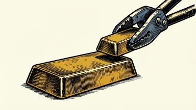 Gold Fields and Northern Star Resources: a large gold ingot on a surface with a second gold bar held nearby by mechanical tongs, representing the acquisition proposal.