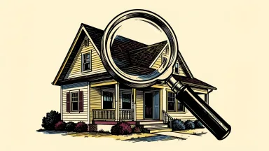 Zillow Group third-quarter results announcement: a residential house viewed through a large magnifying glass.