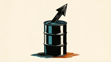 US oil prices rise as a dark oil barrel with an upward arrow represents the surge amid US-Iran tensions.