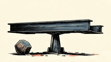 Ferrovial stock rating lowered to neutral: a heavy industrial girder rests in a perfectly level position on a central pivot.