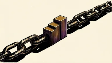 Cboe and S&P Dow Jones Indices extend their SPX options agreement: a heavy, unbroken metal chain with a link carved into the shape of a rising index chart.