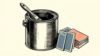 Sherwin-Williams price target cut is shown as a paint can with a brush and swatch cards.
