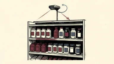 SPAR Canada and ReposiTrak launch Touchless Retail, showing a grocery shelf with a barcode scanner and tablet linked by a looping arrow.