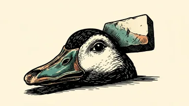 Goosehead Insurance downgraded to neutral: a heavy stone weight rests on the beak of a large goose head, holding it level.