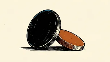 Lam Research represented by a large wafer disc leaning against a fallen smaller disc, suggesting a losing streak.