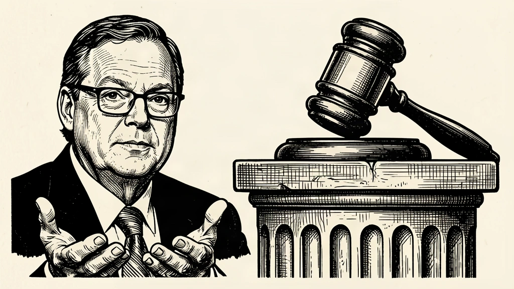 An editorial illustration of Kevin Hassett gesturing toward a large gavel on a stone pedestal, symbolizing respect for the Federal Reserve's decision. Identity photo references adapted into illustration: Executive Office of the President of the United States (Public domain; https://commons.wikimedia.org/wiki/File:Kevin_Hassett_official_photo.jpg); source https://commons.wikimedia.org/wiki/File:Kevin_Hassett_official_photo.jpg