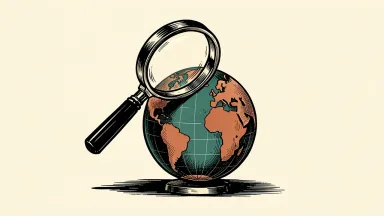 Global markets magnifying US rate increases: a magnifying glass focuses light on a globe.