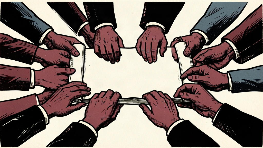 An editorial illustration showing a single bond scroll being grabbed by many hands from all sides, representing high demand.