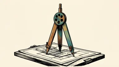 Autodesk leadership change: an architectural compass holding a film reel over a blueprint, representing the AEC and Media & Entertainment segments.